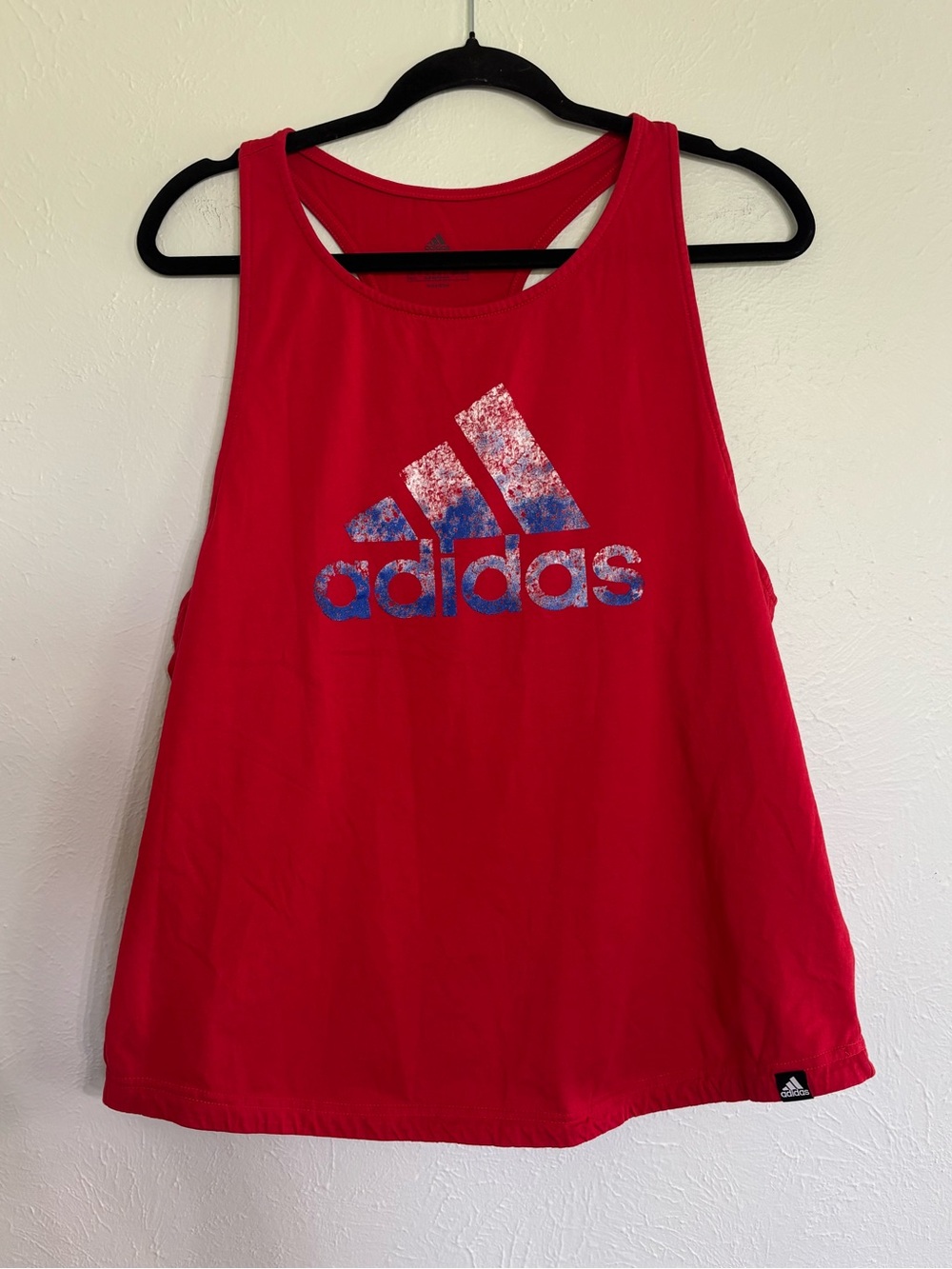adidas Red Tee with Black Logo Tag
